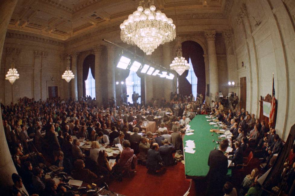 FILE - In this May 18, 1973, file photo, the hearing of the Senate select committee on the Wate ...