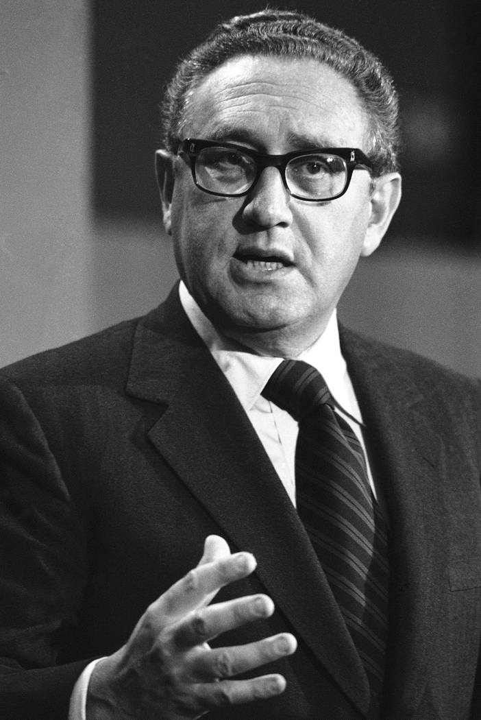 Secretary of State Henry A. Kissinger tells newsmen at the State Department in Washington, Frid ...