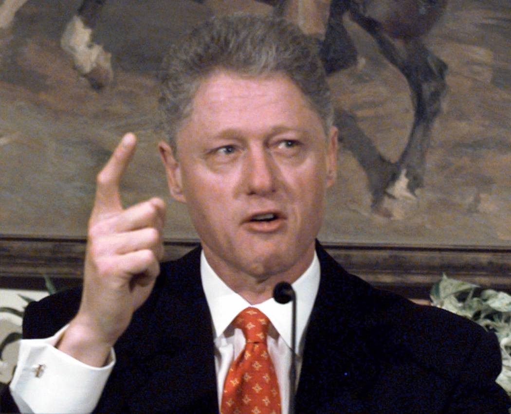 President Clinton angrily denies improper behavior with an intern at a White House Monday, Jan. ...
