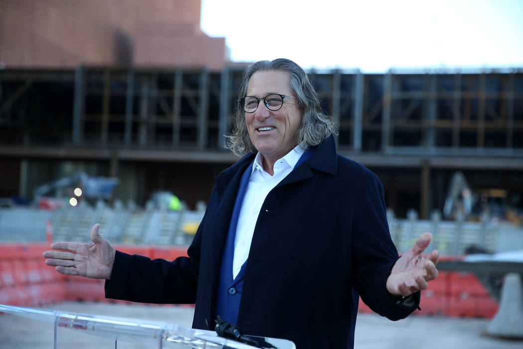 Bob Maricich, president and CEO of International Market Centers, speaks during a topping-off ce ...