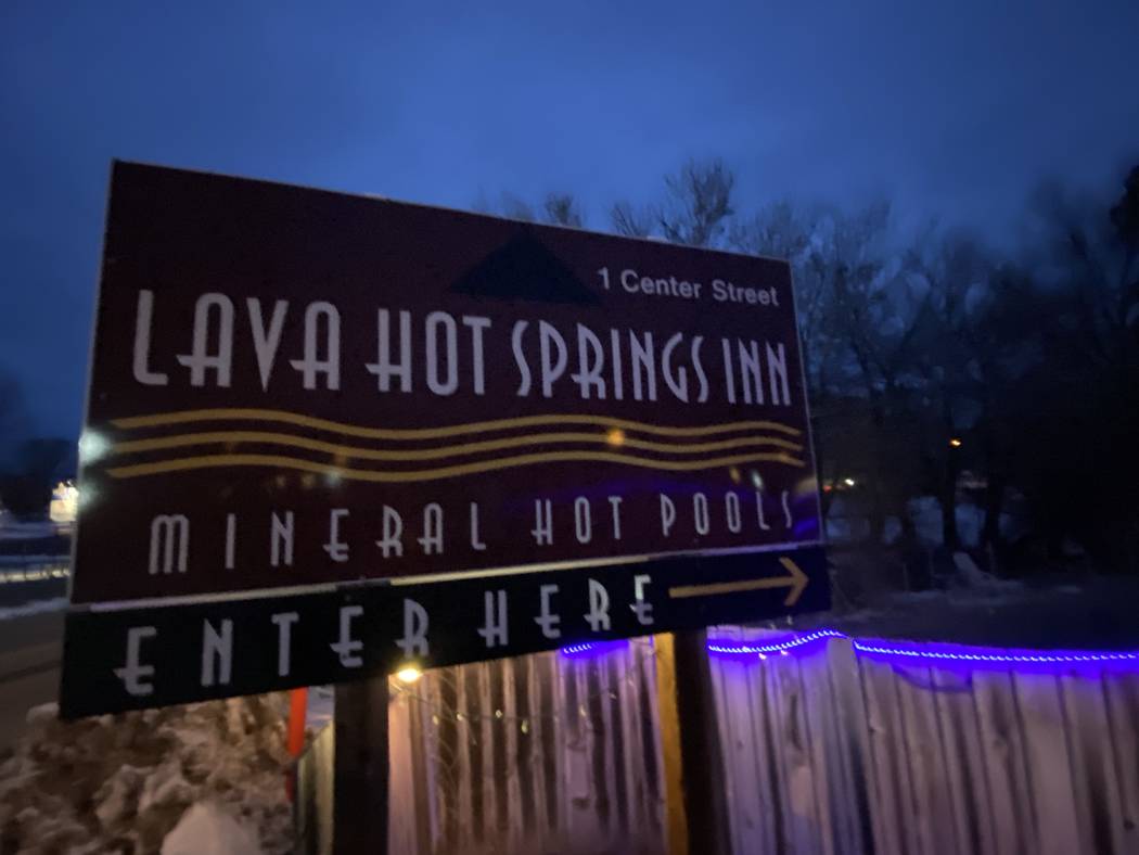 The sign leading into the Lava Hot Springs Inn. (John Katsilometes/Las Vegas Review-Journal) @J ...