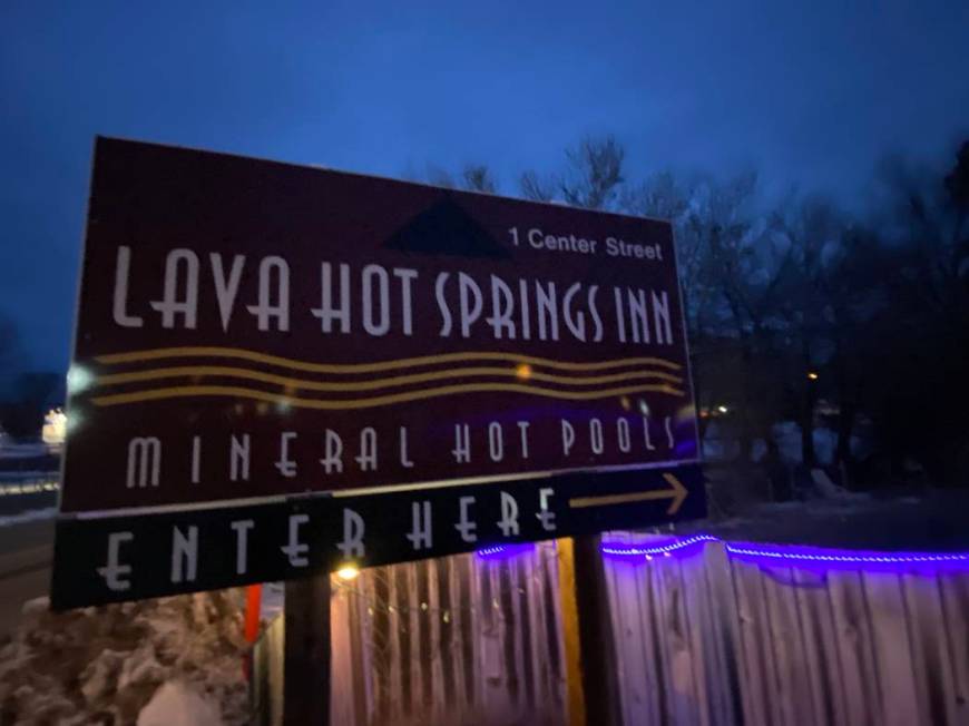 The sign leading into the Lava Hot Springs Inn. (John Katsilometes/Las Vegas Review-Journal) @J ...