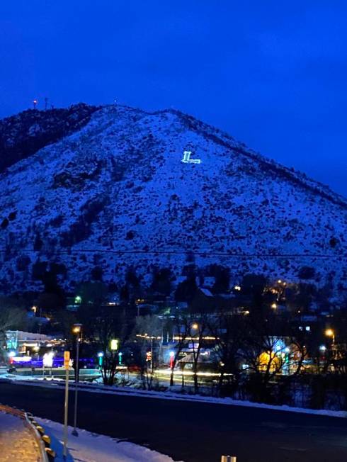 The famed, illuminated "L" overlooking Lava Hot Springs, Idaho. (John Katsilometes/Las Vegas Re ...