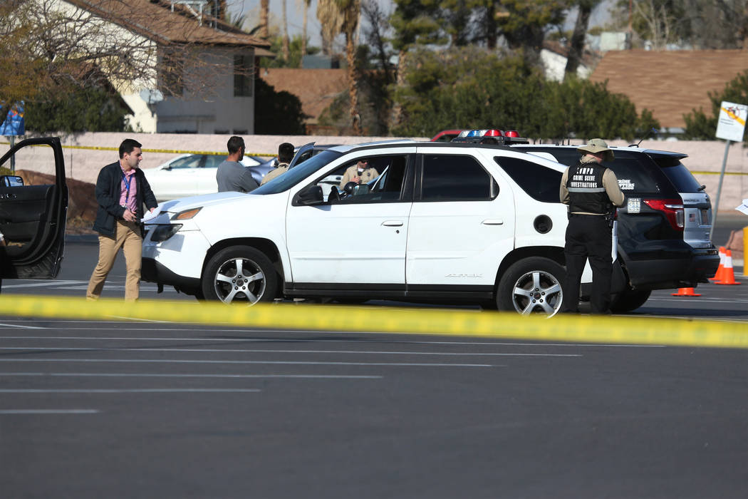 The Scene of a shooting at the Tropicana Centre, 3000 block of E Tropicana, in Las Vegas, Frida ...