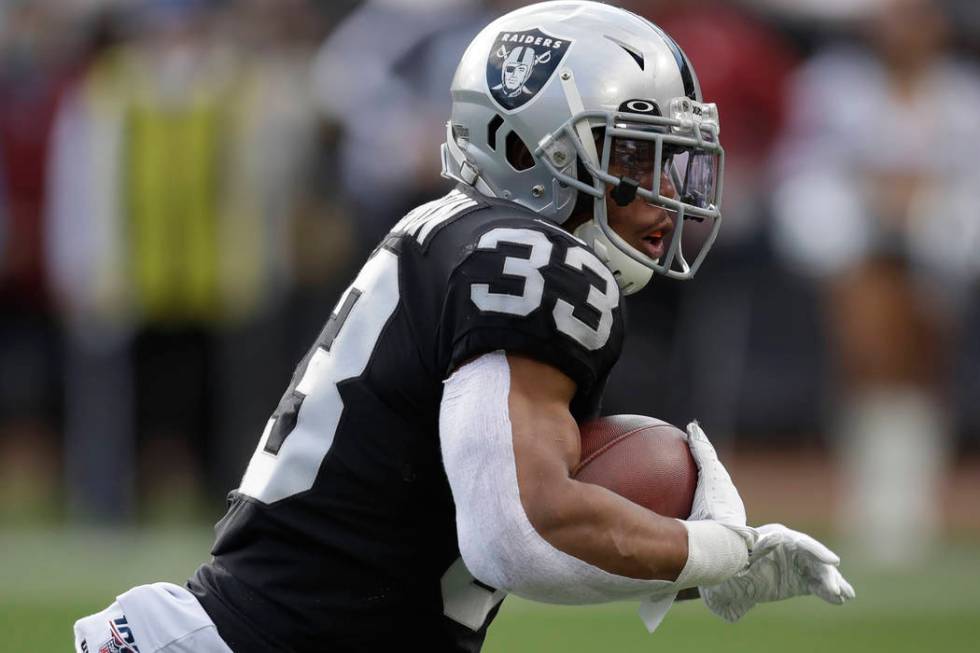 Oakland Raiders running back DeAndre Washington (33) against the Tennessee Titans during an NFL ...