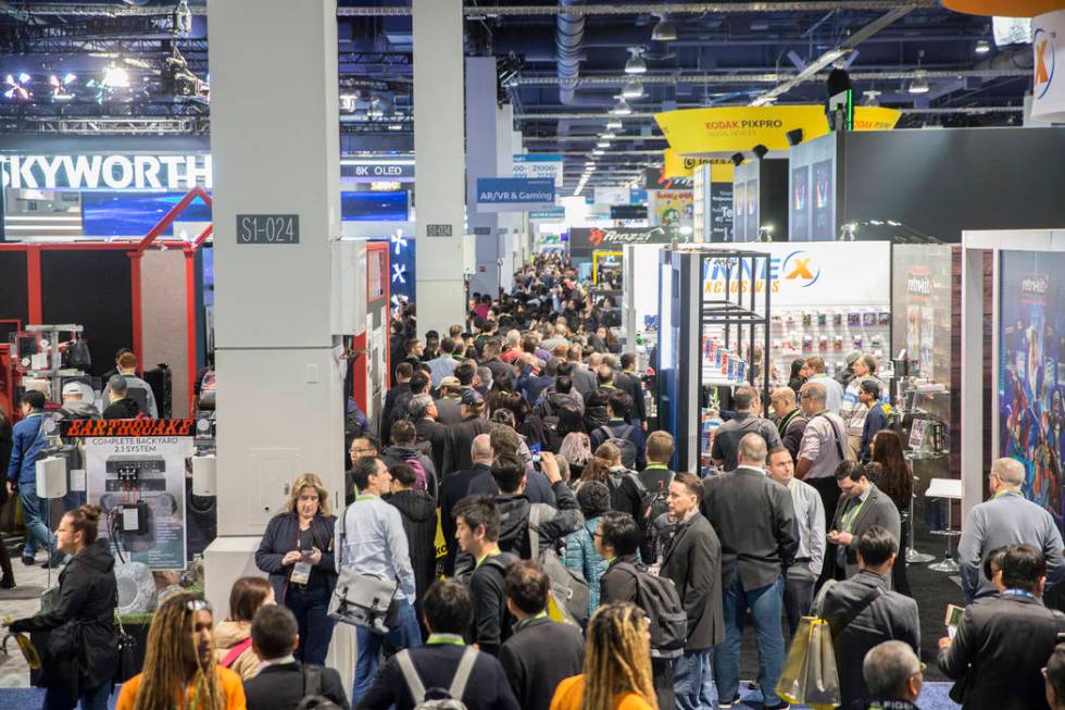 The South Hall is packed during the first day of CES 2019 on Tuesday, Jan. 8, 2019, at the Las ...