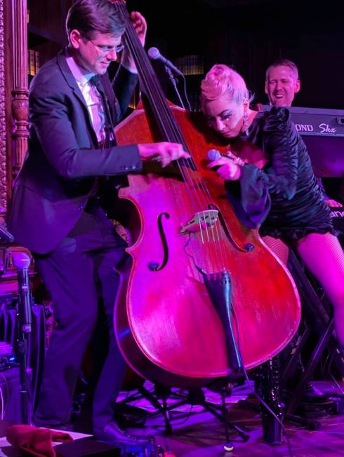 Lady Gaga adds to Daniel Foose's bass solo at Brian Newman's "After Dark" show at NoMad Restaur ...