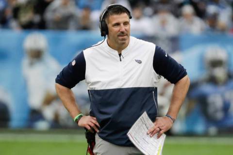 Tennessee Titans head coach Mike Vrabel watches from the sideline in the second half of an NFL ...