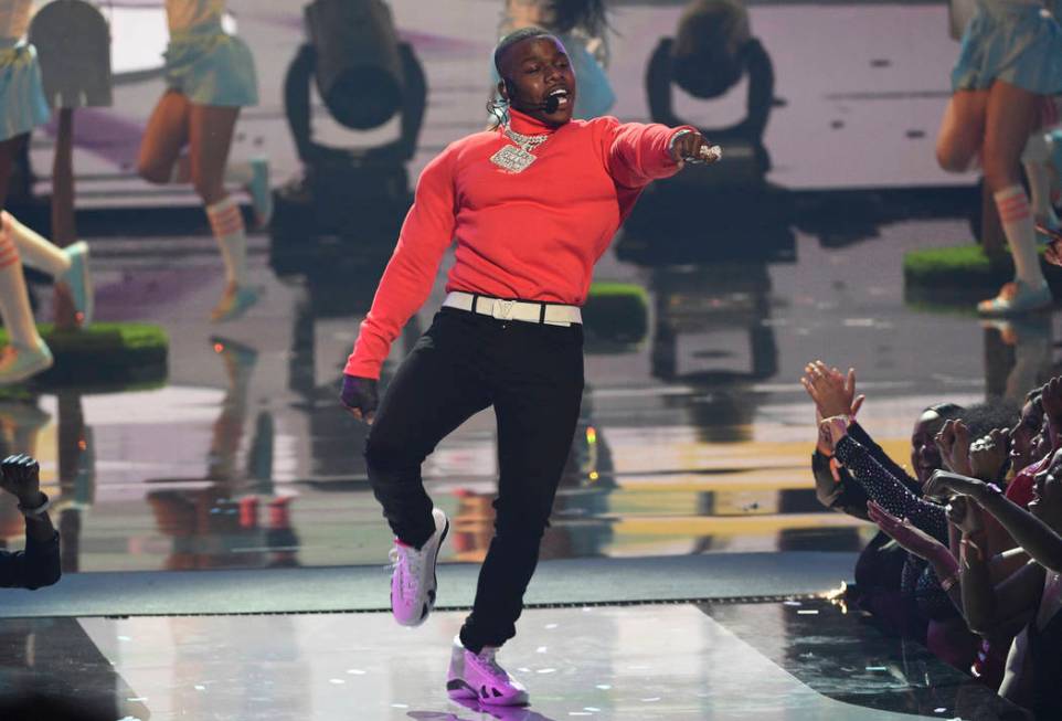 FILE - In this June 23, 2019 file photo, DaBaby performs "Sugar" at the BET Awards at ...