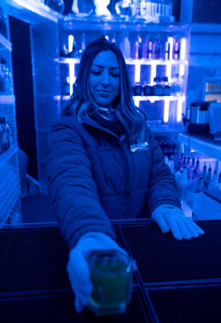 ICEBAR Las Vegas bartender Brooke Rodriguez, who has been working at the bar for five years, sh ...