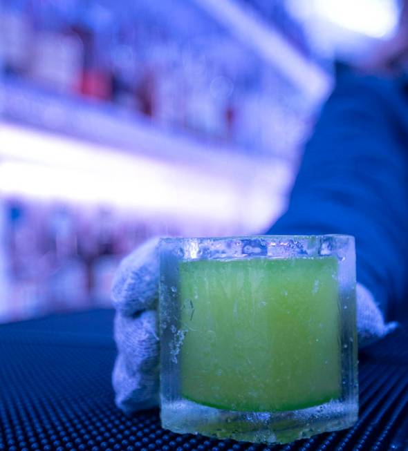 The "Northern Lights" cocktail at ICEBAR Las Vegas in The Linq Promenade on Thursday, ...