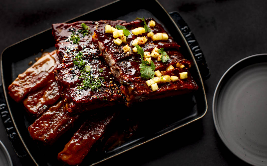 International Smoke's combo rack offers three styles of barbecue ribs. (Mina Group)