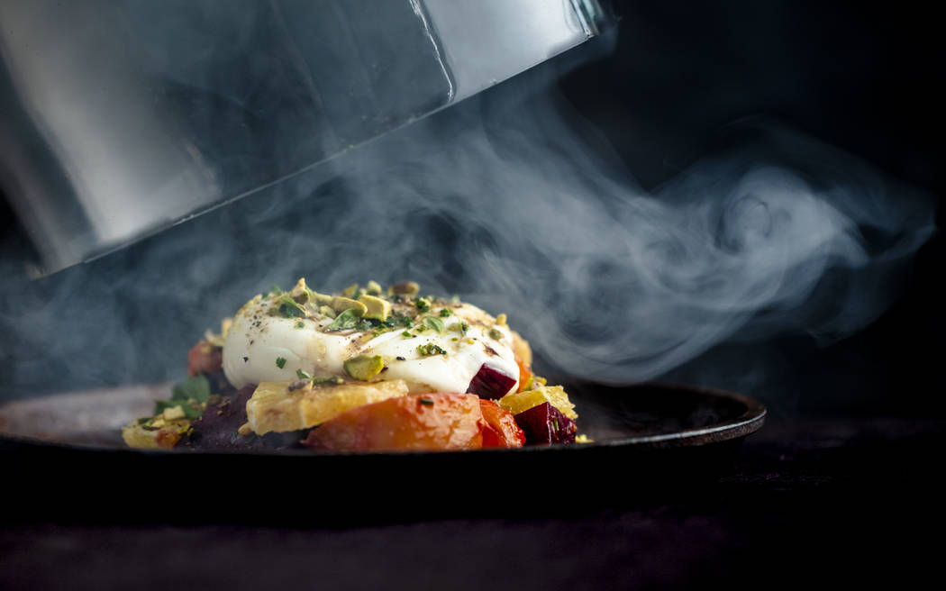 Even burrata cheese gets the smoke treatment at International Smoke in MGM Grand. (Mina Group)