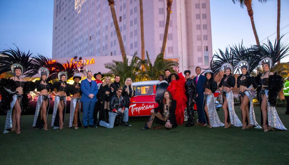 A full cast shot -- with showgirls -- of "Legends In Concert," which opens at Tropicana Las Veg ...