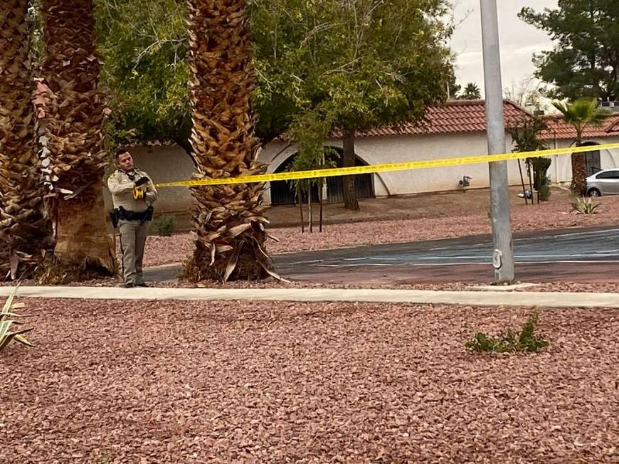 Las Vegas police investigate a homicide at a single-story apartment complex on the 3500 block F ...