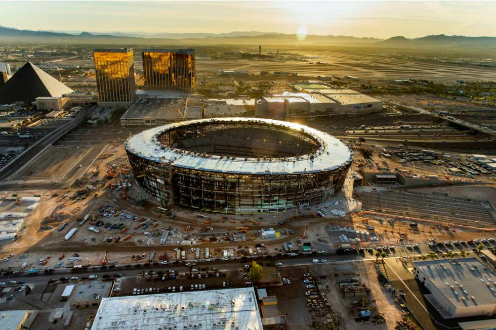 The Raiders Allegiant Stadium construction site on Wednesday, Oct. 16, 2019, in Las Vegas. (L.E ...