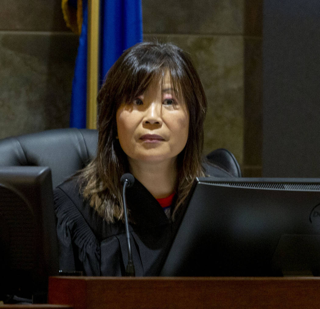 Las Vegas Justice of the Peace Pro-Tem Jeannie Hua listens to the defense attorney for Gerardo ...