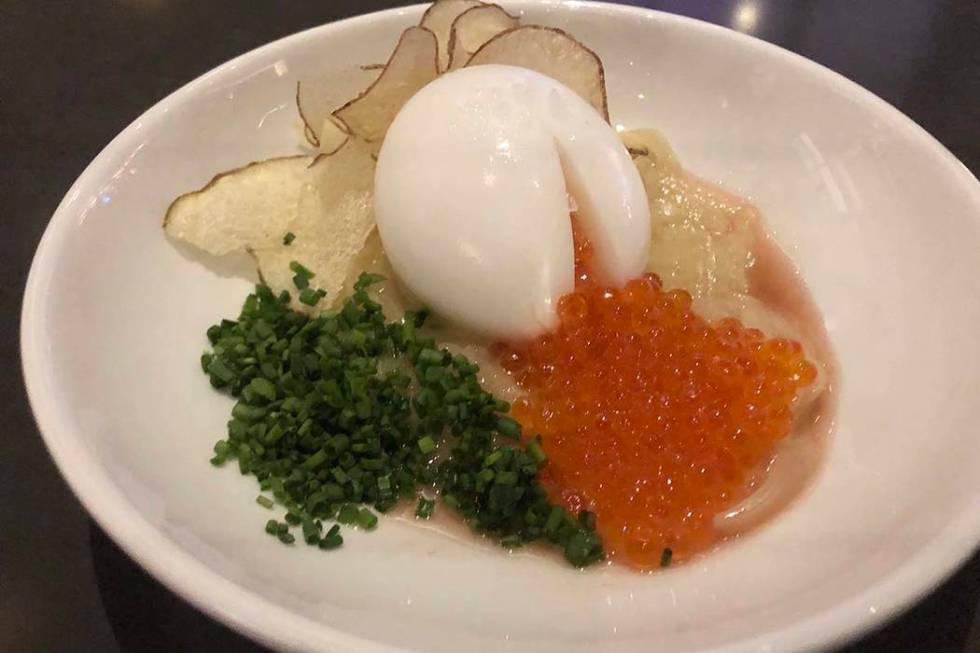 Egg and roe to accompany Majordomo's bing bread. (Al Mancini, Las Vegas Review-Journal)