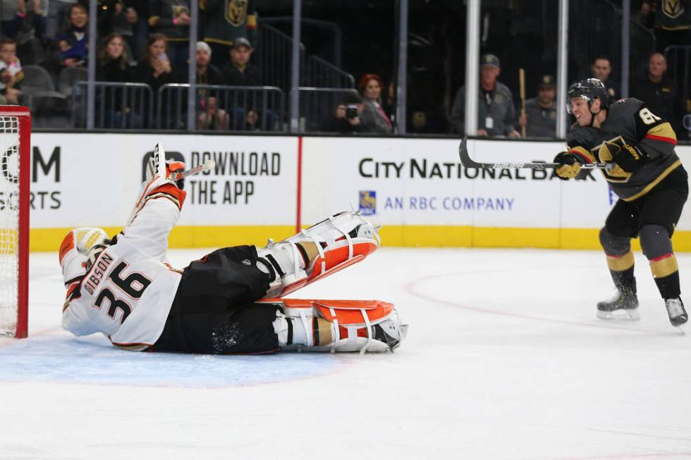 during the third period of their NHL hockey game at T-Mobile Arena in Las Vegas, Tuesday, Dec. ...