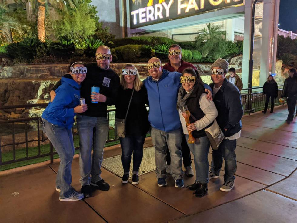 A group of friends from Tacoma, Washington celebrates New Year's Eve on the Las Vegas Strip (Ma ...