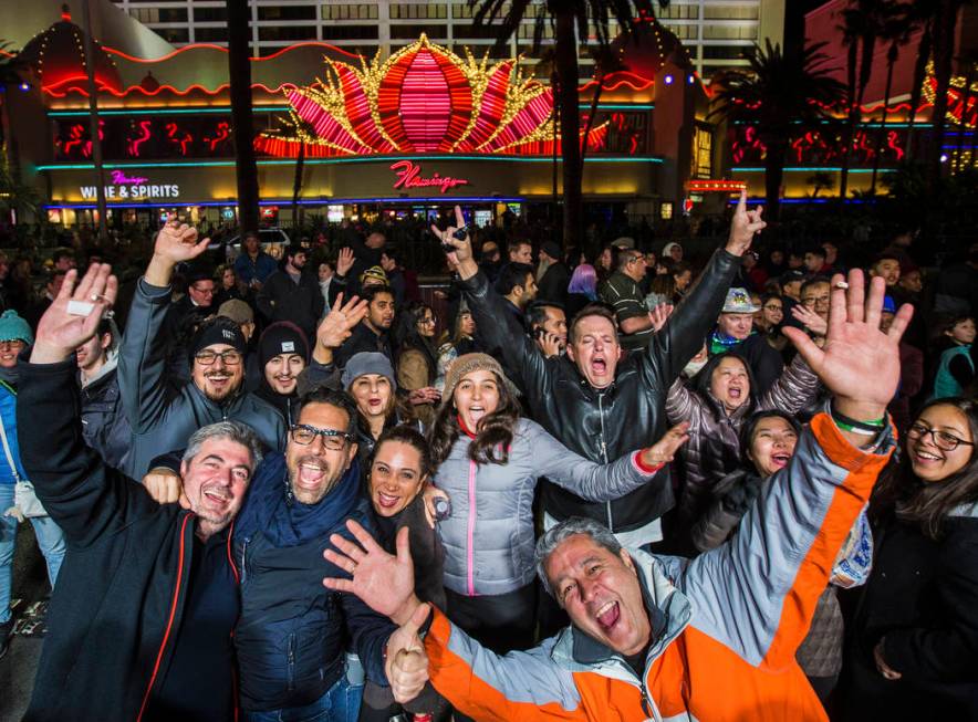 The Strip is packed with New Year's Eve goers on Tuesday, Dec. 31, 2019, in Las Vegas. (Benjami ...