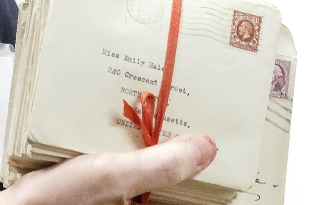 In this Oct. 14, 2019, photo, letters between poet T.S. Eliot and longtime confidante Emily Hal ...