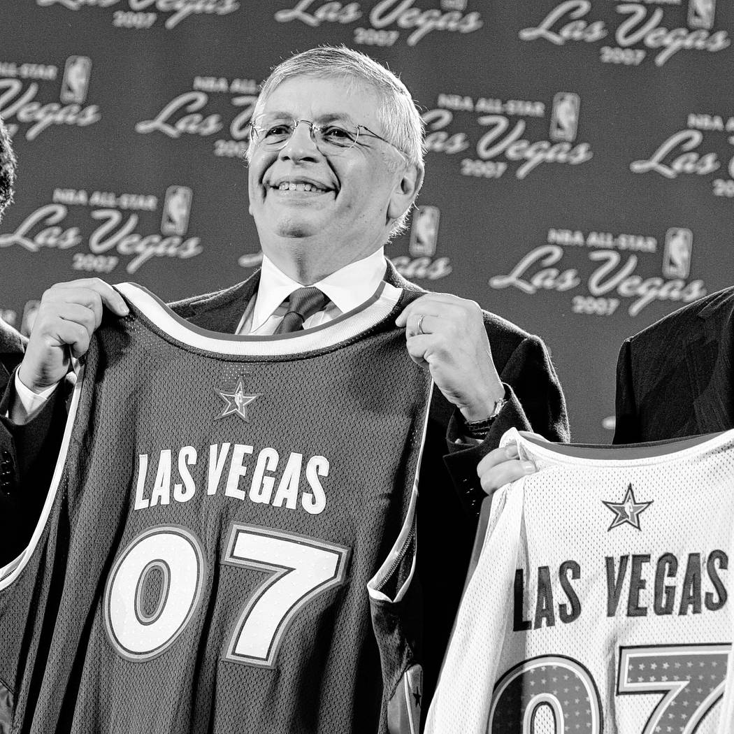 NBA Commissioner David Stern poses at a press conference in Las Vegas Friday, Aug. 5, 2005 to a ...