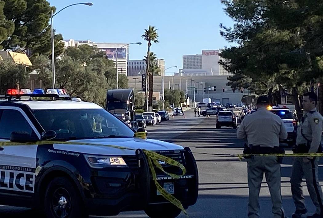 Metro police officers at the scene of an officer-involved shooting on the 4100 block of West Vi ...