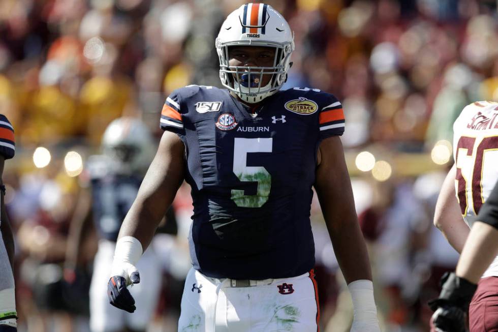 Auburn defensive tackle Derrick Brown during the first half of the Outback Bowl NCAA college fo ...