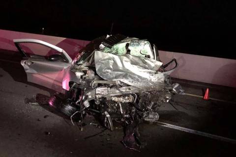 One of the vehicles involved in a wrong-way crash that left two people dead on Thursday, Dec. 5 ...