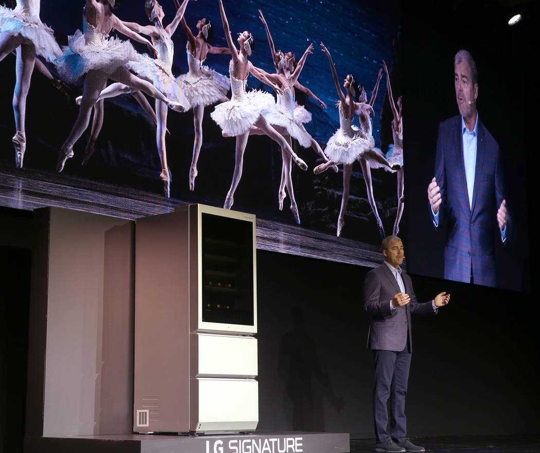 David VanderWaal, senior vice president, marketing for LG Electronics USA, unveils the Signatur ...