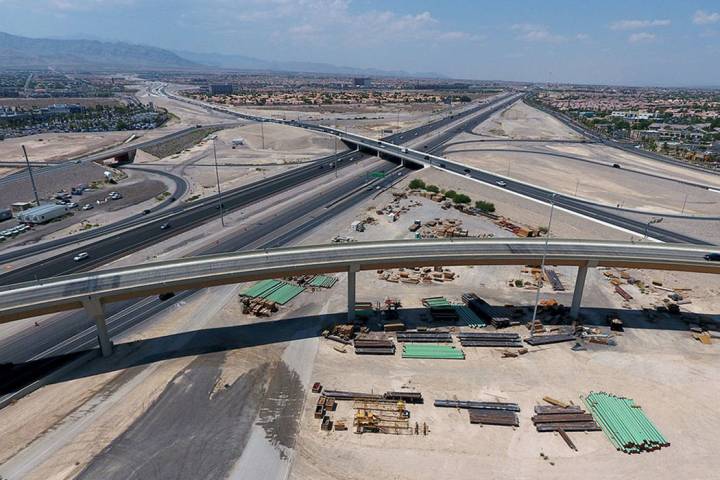 An aerial view of the Bruce Woodbury Beltway East transition overpass to the 95 South as seen o ...