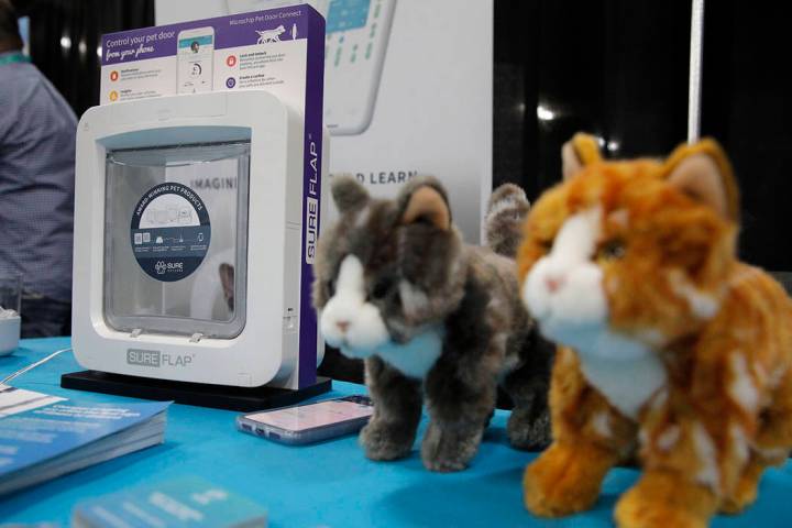 The Sureflap Microchip Pet Door Connect is on display at the Sure Petcare booth during CES Unve ...