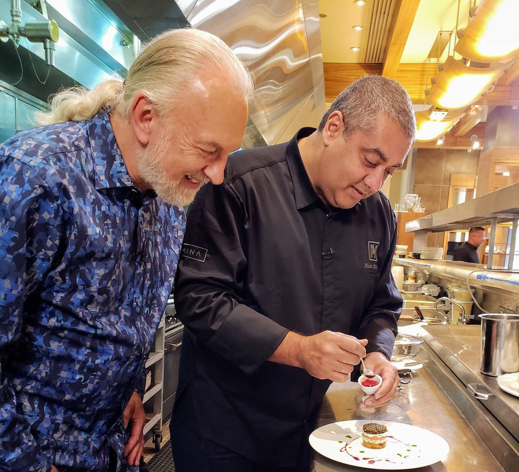 Hubert Keller (left) in the kitchen with Michael Mina during the filming of "Hubert Keller: Sec ...