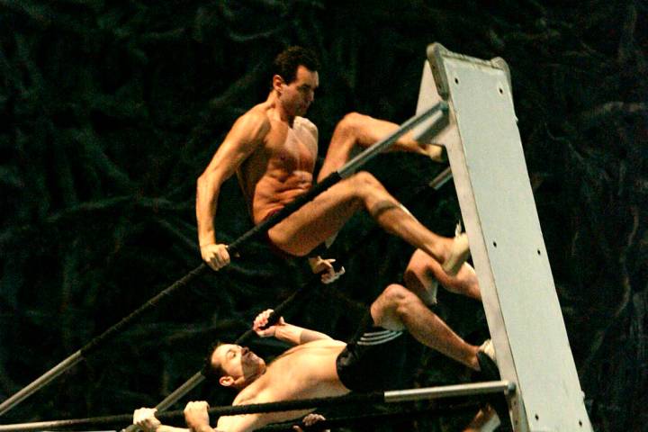 Cirque due Soleil performers work on the Russian Swing during a rehearsal for Cirque du Soleil' ...