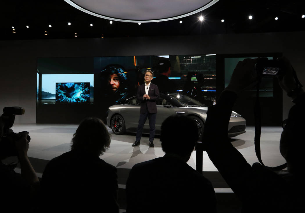 Sony Corporation CEO Kenichiro Yoshida presents the Vision-S sedan, a car protoype created by S ...
