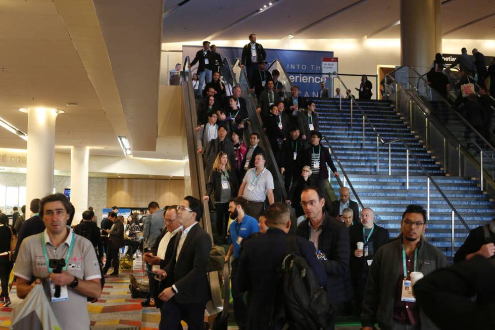 Individuals fill the Sands Expo before CES 2020 floor open on Tuesday, Jan. 7, in Las Vegas. (E ...