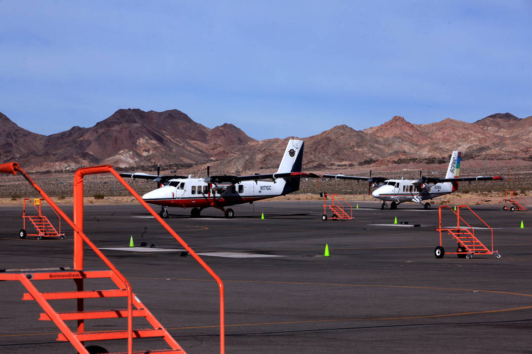 Grand Canyon Airlines planes sit on the tarmac at Boulder City Airport in February 2011. (Las V ...
