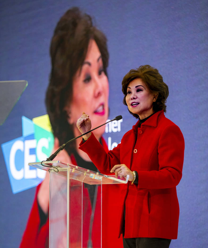 U.S. Secretary of Transportation Elaine Chao talks on the innovation of technological advances ...