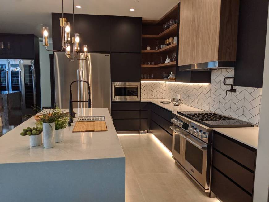 There’s a natural walnut accent finish on the kitchen cabinets. (Element Building Co.)