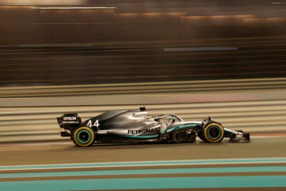 Mercedes driver Lewis Hamilton of Britain steers his car during the Emirates Formula One Grand ...