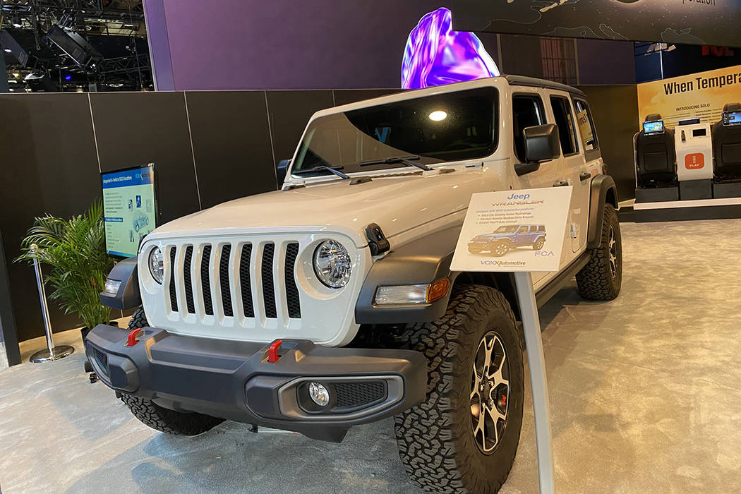 A Jeep Wrangler outfitted with Voxx International's SOLO life sensing technology on display at ...