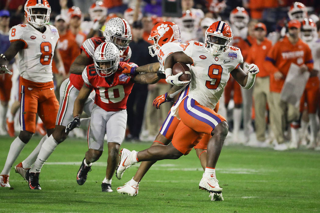 Clemson running back Travis Etienne runs for a touchdown against Ohio State during the second h ...