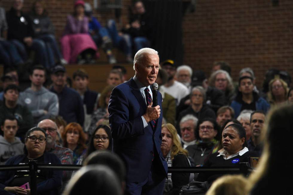 Democratic presidential candidate, former Vice President Joe Biden speaks during a campaign ral ...