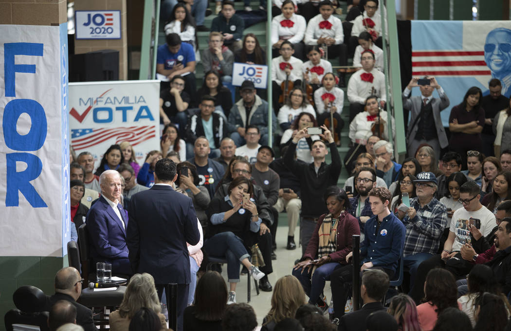Presidential candidate Joe Biden held at a campaign event at Rancho High School during the camp ...