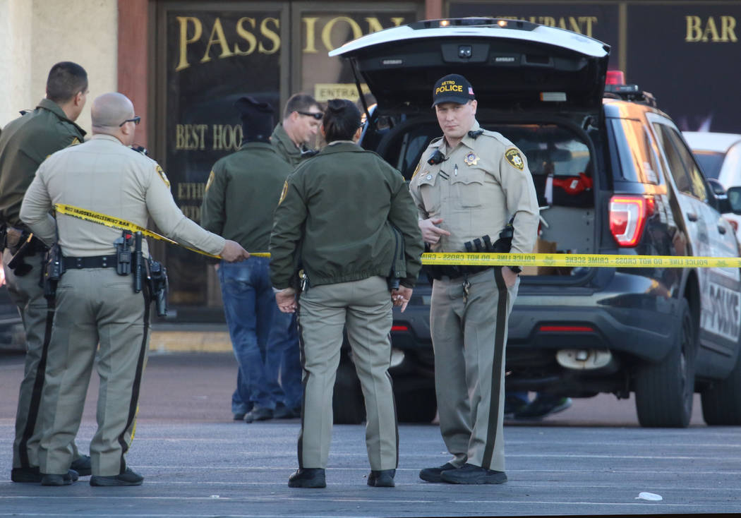 Las Vegas police are investigating a shooting in front of Passions Restaurant and Lounge at Mou ...