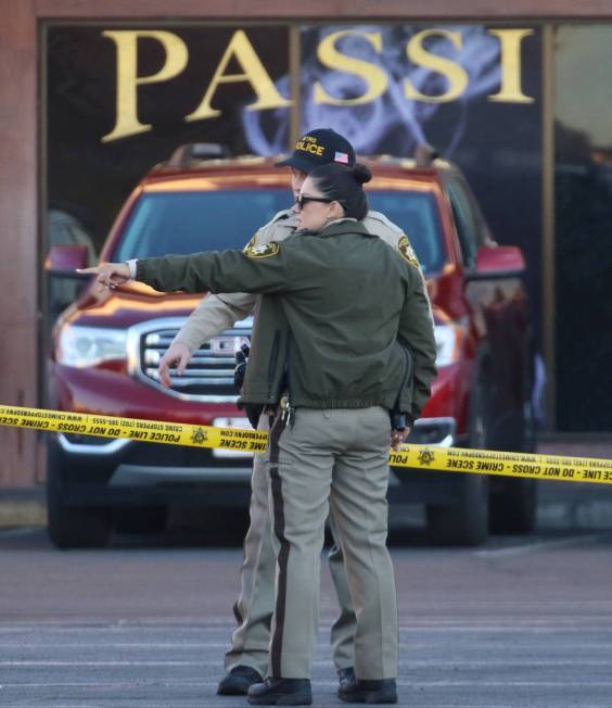 Las Vegas police are investigating a shooting in front of Passions Restaurant and Lounge at Mou ...