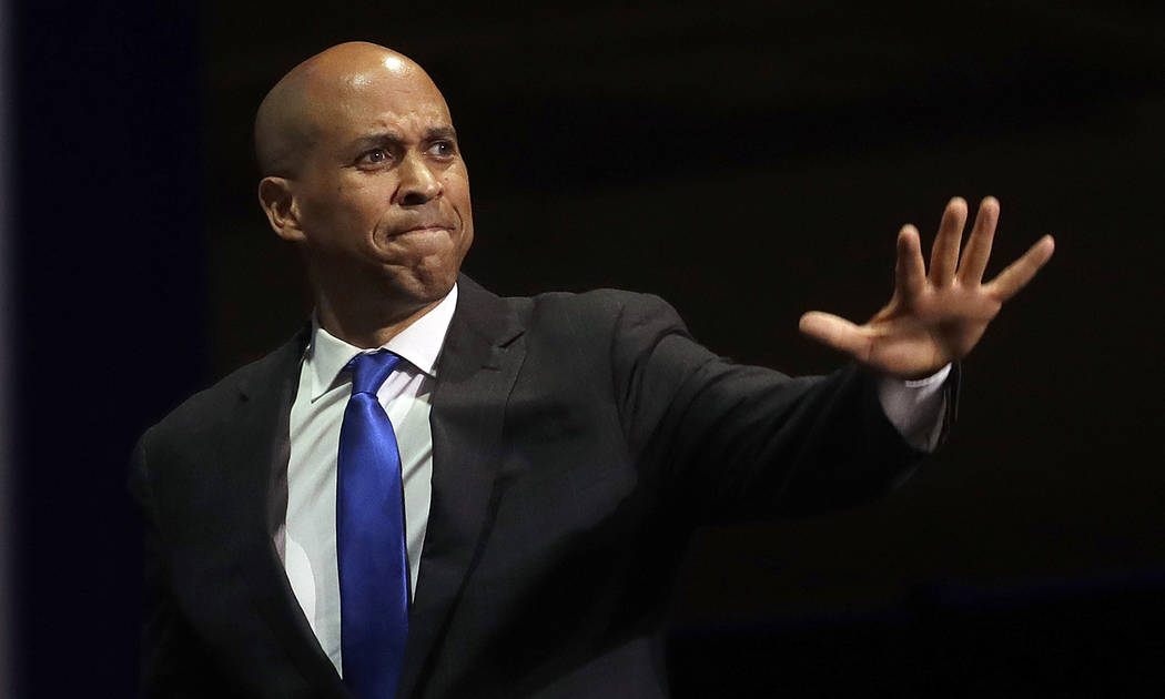 FILE - In this June 1, 2019 file photo, Democratic presidential candidate Sen. Cory Booker, of ...