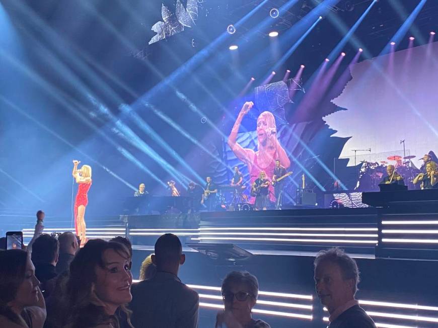 Celine Dion is shown performing at Bridgestone Arena in Nashville on Monday, Jan. 13, 2020. (Jo ...