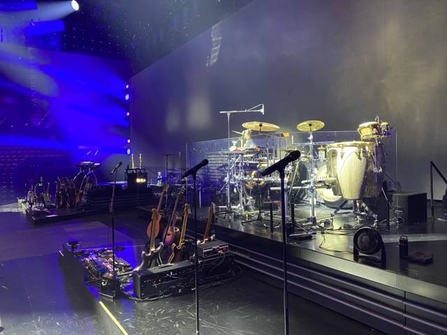 A pre-show look at the staging for Celine Dion's show at Bridgestone Arena in Nashville on Mond ...